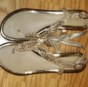 Gold worn twice small wedge heel